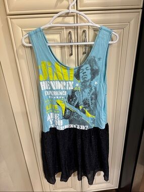 Jimi Hendrix Graphic Tank Dress - Aqua & Black